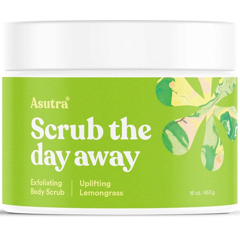 ASUTRA Dead Sea Salt Essential Oil Body Scrub Exfoliator (Uplifting Lemongrass)), 16 oz - Ultra Hydrating, Gentle, & Moisturizing - Coconut, Lemongrass, and Ylang Ylang Oils - Image 1